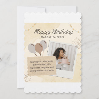 Elegant Scalloped Birthday Invitation with Photo &