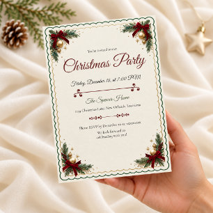 Elegant Scalloped Christmas Party Invitation