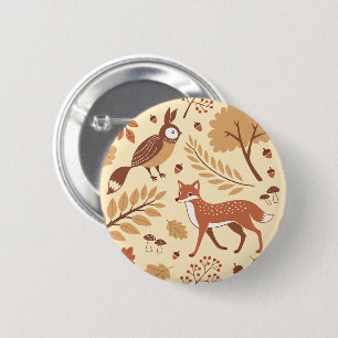 Elegant Scandinavian Fall Pattern 6 Cm Round Badge