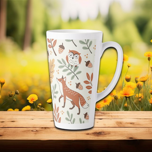 Elegant Scandinavian Fall Pattern Latte Mug (Creator Uploaded)