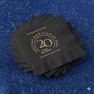 Elegant School College University 20-Year Reunion Foil Napkins