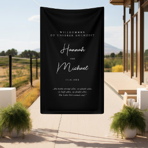 Elegant, Schwarz, "Willkommen zu unserer Hochzeit" Banner
