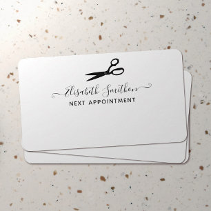 Elegant Scissors Hair Stylist Next Appointment Business Card
