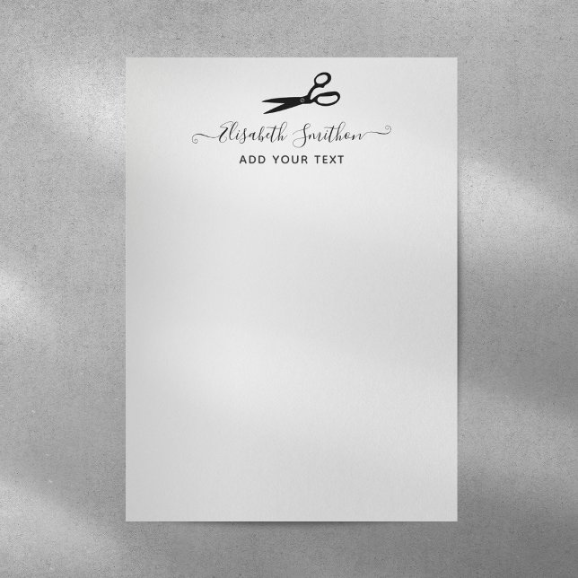   Elegant Scissors Hairdresser Personal Stationery Custom Letterhead (Creator Uploaded)