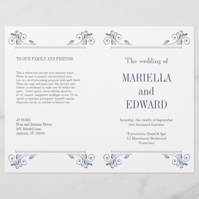 Elegant Sconce Wedding Program (Front)