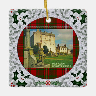 Elegant Scottish Hay Clan Tartans Delgatie Castle  Ceramic Ornament