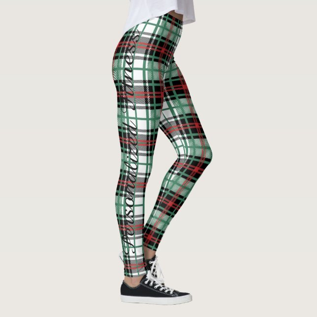 Elegant Scottish Heritage Plaid Tartan Pattern Leggings (Right)