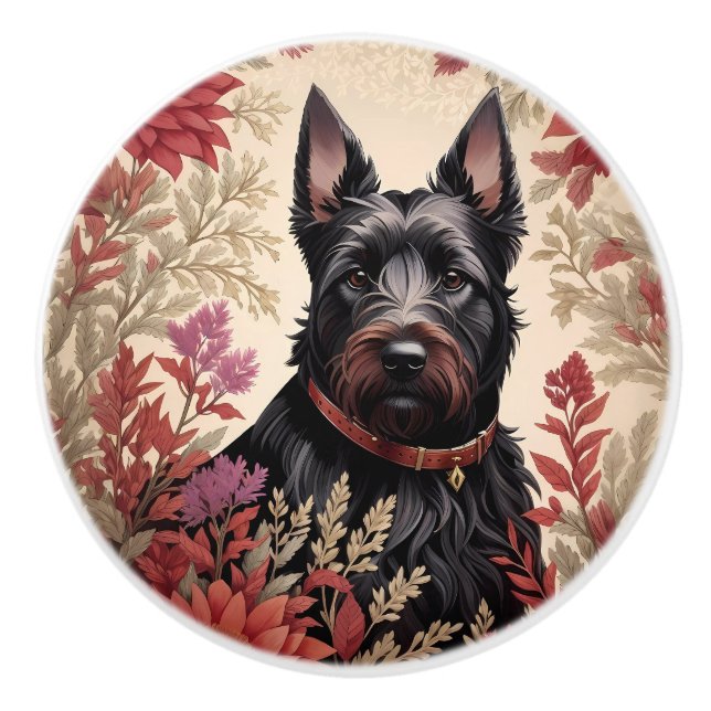 Elegant Scottish Terrier Dog Portrait  Ceramic Knob (Front)