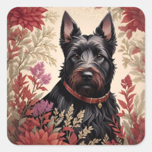 Elegant Scottish Terrier Dog Portrait  Square Sticker