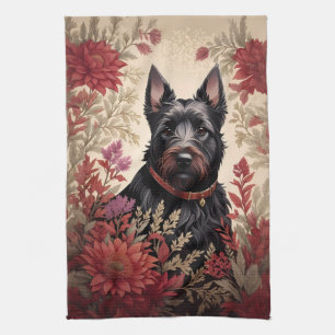 Elegant Scottish Terrier Dog Portrait Tea Towel