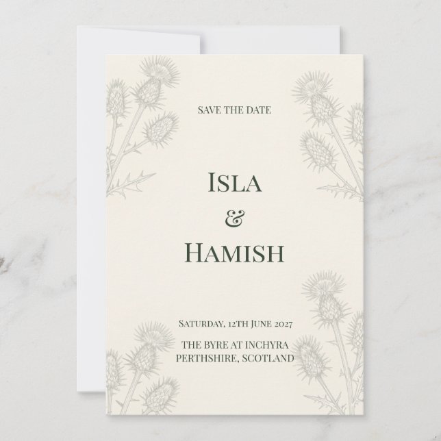 Elegant Scottish Thistle Botanical Save the Date C (Front)