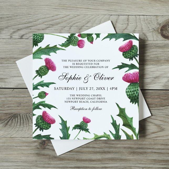 Elegant Scottish Thistle Floral Wedding Invitation (Creator Uploaded)