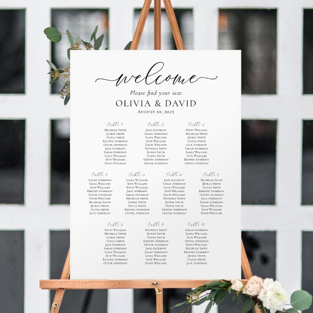 Elegant Script 10 Tables Welcome Seating Chart (Creator Uploaded)