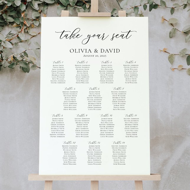 Elegant Script 14 Tables Welcome Seating Chart (Creator Uploaded)
