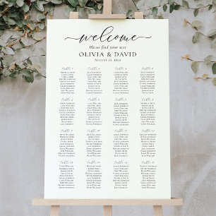 Elegant Script 16 Tables Welcome Seating Chart