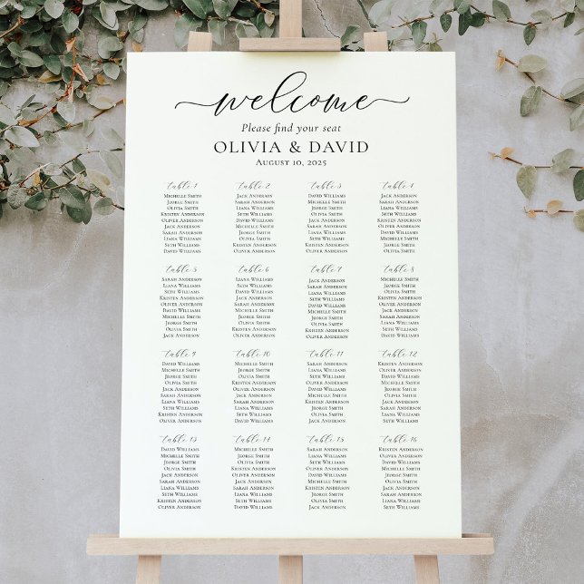 Elegant Script 16 Tables Welcome Seating Chart (Creator Uploaded)