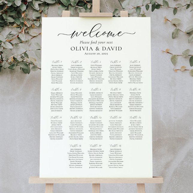 Elegant Script 18 Tables Welcome Seating Chart (Creator Uploaded)
