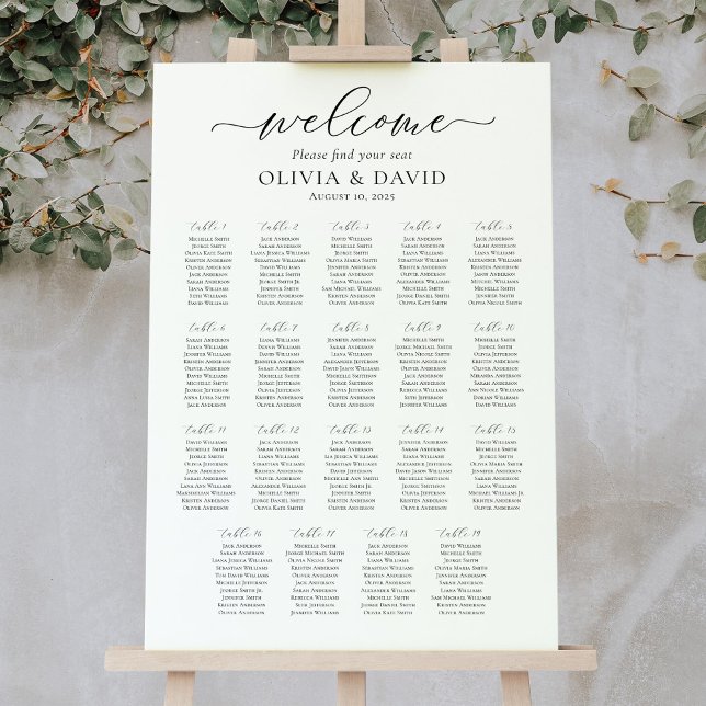 Elegant Script 19 Tables Welcome Seating Chart (Creator Uploaded)