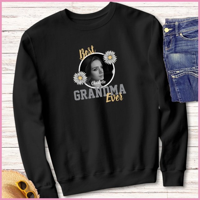 Elegant Script 1 Photo Best Grandma Ever Sweatshirt (Creator Uploaded)