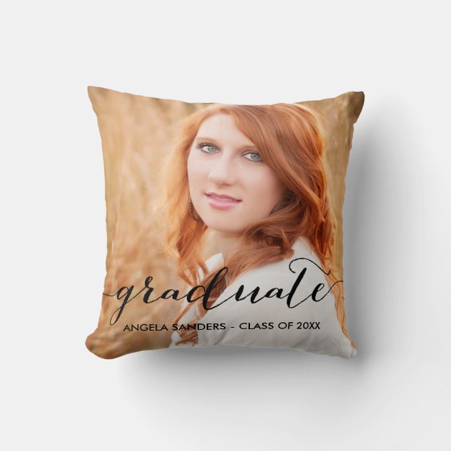 Elegant Script | 2017 Photo Graduate Pillow (Front)
