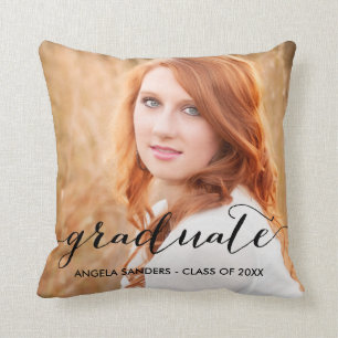 Elegant Script 2017 Photo Graduate Pillow