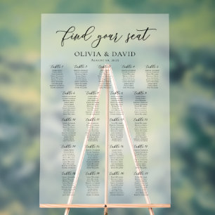 Elegant Script 21 table Seating Chart Acrylic Sign