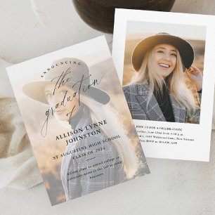 Elegant Script 2 Photo Graduation Invitation