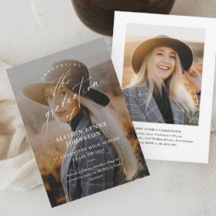 Elegant Script 2 Photo Graduation Invitation