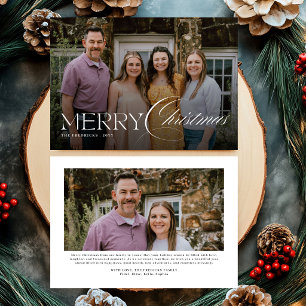 Elegant Script 2 Photo Merry Christmas Holiday Card