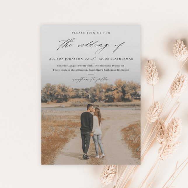 Elegant Script 2 Photo Overlay Wedding Invitation (Creator Uploaded)