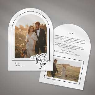 Elegant Script 2 Photo Wedding Thank You Card