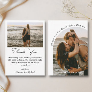 elegant script 2 photos wedding thank you card
