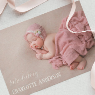 Elegant Script 3 Photo Collage Introducing Birth Announcement