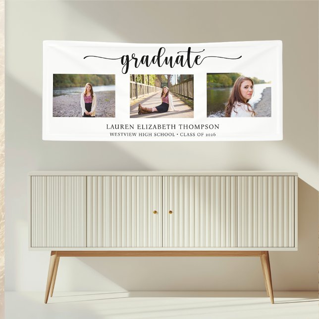 Elegant Script 3 Photo Graduation  Banner (Creator Uploaded)