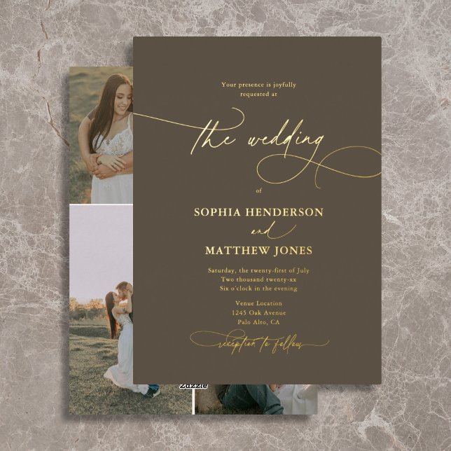 Elegant Script 4 Photo Brown Wedding (Creator Uploaded)