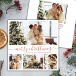 Elegant Script 4 Photo Collage Christmas Card<br><div class="desc">Elegant Calligraphy Minimalist 4 Photo Collage Merry Christmas Script Holiday Card. This festive, minimalist, whimsical four (4) photo holiday card template features a pretty photo collage and says „Merry Christmas” script in light salmon terracotta red on white background. The „Merry Christmas” greeting text is written in a beautiful hand lettered...</div>