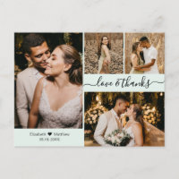 Elegant Script 4 Photo Collage Wedding Thank You
