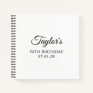 Elegant Script 50th Birthday Guest Notebook