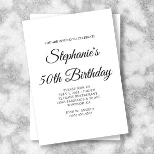 Elegant Script 50th Birthday Invitation