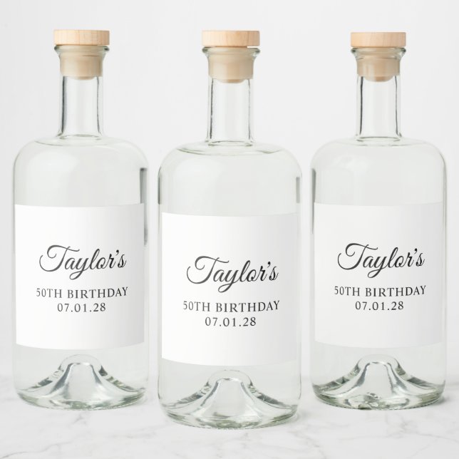 Elegant Script 50th Birthday Liquor Bottle Label (Bottles)