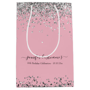Elegant Script 50th Birthday Party Medium Gift Bag