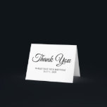 Elegant Script 50th Birthday Thank You Card<br><div class="desc">Create your own modern minimalist 50th birthday thank you folded note cards.
A classic elegant calligraphy paired with an all caps serif font.
Customise the white background or black font styles to create your own design for her special celebration.</div>