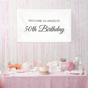 Elegant Script 50th Birthday Welcome Banner