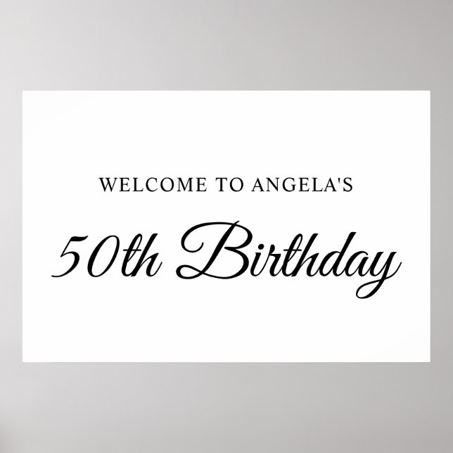 Elegant Script 50th Birthday Welcome Poster (Front)