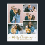 Elegant Script 5 Photo Collage Christmas<br><div class="desc">Budget, Minimalist, Elegant Calligraphy Gold Script 5 Photo Collage "Merry Christmas" Script Holiday Thin Card in gold white. This festive, simple, whimsical four (5) photo holiday card template features a pretty grid photo collage and says „Merry Christmas”! The „Merry Christmas” greeting text written in a beautiful hand lettered swirly swash-tail...</div>