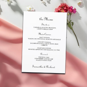 Elegant Script 5x7" Wedding Table Menu Flat Menu