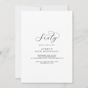 Elegant Script 60th Birthday Party Invitation