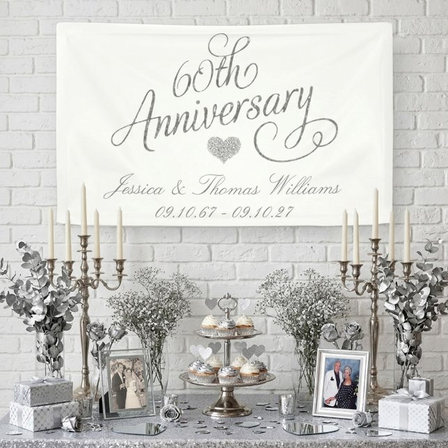 Elegant Script 60th Diamond Wedding Anniversary Banner (Creator Uploaded)