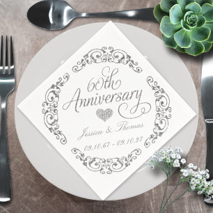 Elegant Script 60th Diamond Wedding Anniversary Napkin