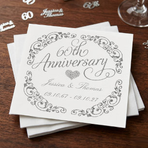Elegant Script 60th Diamond Wedding Anniversary Napkin
